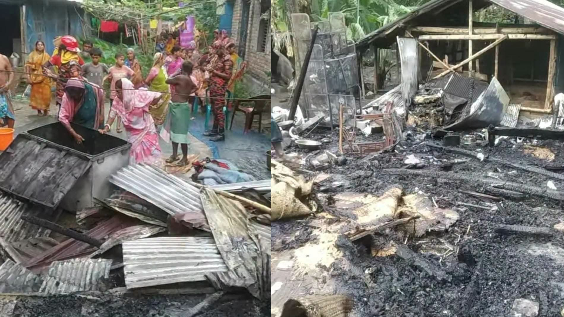 ফকিরহাটে ভয়াবহ আগুনে দুই নারীর তিন ঘর পুড়ে ছাই, ক্ষতি ১০ লাখের বেশি